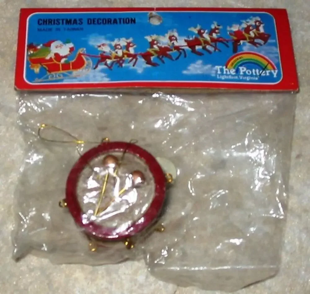 The Pottery Clay Drum Hanging Christmas Ornament Collectible